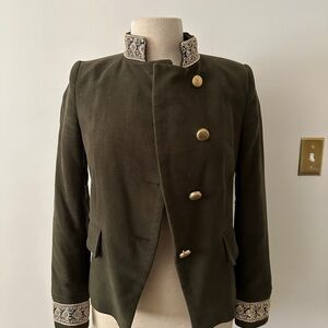 Zara Dark Green Blazer with Brocade Detail